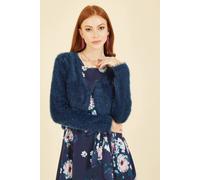 Navy Eyelash Curved Bolero Yumi Navy S