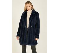 Yumi Women's Navy Faux Fur Coat | Size: 16 Yumi Navy 16