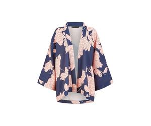 Yumi Navy Floral Blossom Print Kimono (Navy, 10)