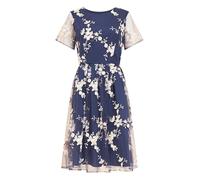 Yumi Women's Navy Embroidered Floral Skater Dress | Size: 12 Yumi Navy 12