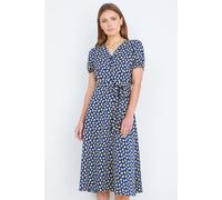 Yumi Navy Floral Midi Shirt Dress (UK, Numeric, 16, Regular, Regular, Navy)