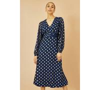 Yumi Navy Foil Print Midi Dress Navy 14