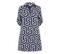 Yumi Navy Geo Print Tunic With Pockets (UK, Numeric, 18, Navy)