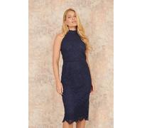 Yumi Navy Lace Halter Neck Dress Navy 8