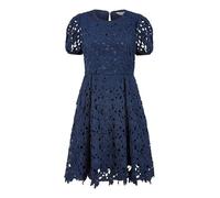 Yumi Navy Lace Skater Dress with Puff Sleeves (UK, Numeric, 12, Regular, Regular, Navy)