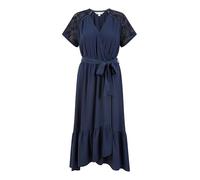 Yumi Navy Lace Sleeve Midi Wrap Over Dress (UK, Numeric, 16, Regular, Regular, Navy)