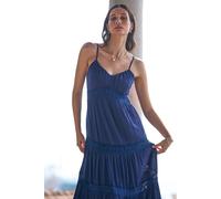 Yumi Navy Lace Tiered Strappy Maxi Dress Navy 10