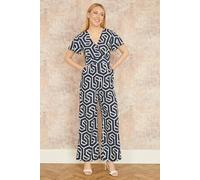 Yumi Navy Oversize Geo Print Jumpsuit Navy 12
