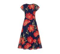 Yumi Women's Navy Poppy Print Midi Mesh Dress | Size: 14 Yumi Navy 14