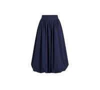 Yumi Navy Satin Bubble Hem Midi Skirt (UK, Numeric, 12, Regular, Regular, Navy)