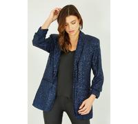 Yumi Navy Sequin Blazer with Pockets 18 UK Navy