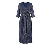 Yumi Navy Sequin Kimono Midi Wrap Dress (UK, Numeric, 14, Regular, Regular, Navy)