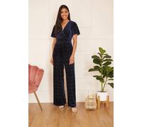 Yumi Navy Sparkle Velvet Jumpsuit Navy 10