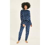 Yumi Navy Spot Super Soft Fleece Pyjamas Navy 12