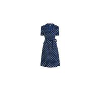Yumi Navy Spotted Retro Shirt Dress 16 Navy