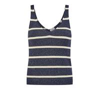 Yumi Navy Striped Sparkle Knitted Vest Top (UK, Alpha, L, Regular, Regular, Navy)