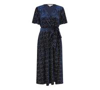 Yumi Navy Velvet Sparkle Wrap Midi Dress (UK, Numeric, 12, Regular, Regular, Navy)