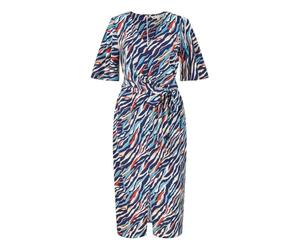 Yumi Navy Zebra Stripe Kimono Sleeve Midi Dress (UK, Numeric, 8, Regular, Regular, Navy)