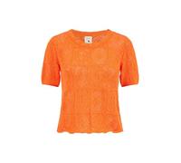 Yumi Orange Cotton Crochet Knitted Top S Orange