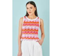 Yumi Women's Orange Stripe Crochet Stripe Vest Top | Size: Small Yumi Multicolor S