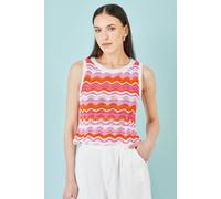 Yumi Women's Orange Stripe Crochet Stripe Vest Top | Size: Medium Yumi Multicolor M