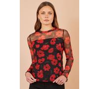 Yumi Women's Poppy Mesh Top in Black | Size: 14 Yumi Black 14