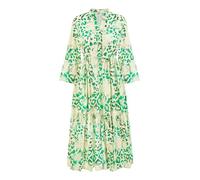 Yumi Premium Green Animal Print Broderie Anglaise Cotton Midi Shirt Dress (UK, Numeric, 10, Regular, Regular, Green)