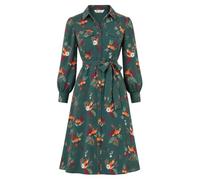 Yumi Women's Green Fox Print Shirt Midi Dress | Size: 10