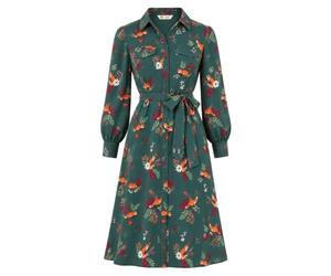 Yumi Recycled Green Fox Print Shirt Midi Dress