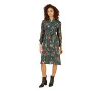Yumi Recycled Green Fox Print Shirt Midi Dress (UK, Numeric, 10, Regular, Regular, Green)