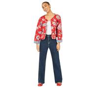 Yumi Red Boho Print Cotton Reversible Quilted Jacket