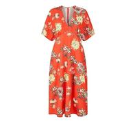 Yumi Red Floral Kimono Midi Dress (UK, Numeric, 10, Regular, Regular, Red)