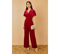 Yumi Women's Red Jumpsuit With Angel Sleeves | Size: 14 Yumi Red 14