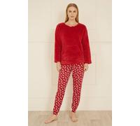 Yumi Women's Red Pyjamas With Fleece Top & Dachshund Print Trousers | Size: Small Yumi Red S