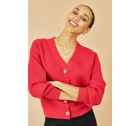 Yumi Women's Red Relaxed Fit Cardigan With Stitch Detail | Size: Medium Yumi Red M