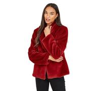 Yumi Red Short Wrap Faux Fur Coat 8 Red