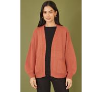 Yumi Rust Metallic Relaxed Slouchy Cardigan With Pockets In Brown Brown M/L