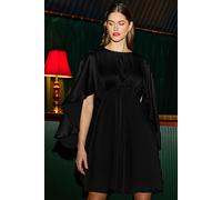 Yumi Satin Cape Mini Dress In Black Black