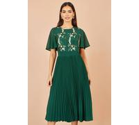 Yumi Women's Sequin Embroidered Pleated Midi Dress in Green | Size: 8 Yumi Green 8