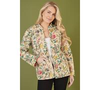 Yumi Quilted Floral/Stripe Reversible Jacket, Stone/Multi