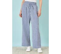 Yumi Women's Stripe Relaxed Trousers in Blue | Size: 12 Yumi Blue 12
