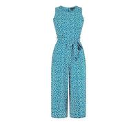 Yumi Teal Ditsy Daisy Sleeveless Culotte Jumpsuit (Teal, 14)