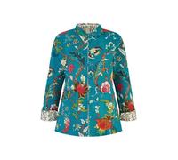 Yumi Teal Floral Print Reversible Cotton Quilted Jacket 14 Teal