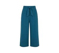 Yumi Teal Linen Mix Cropped Trousers with Tie Belt (UK, Numeric, 8, Regular, Regular, Teal)