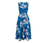 Yumi Teal Watercolour Floral Skater Dress 10 Teal