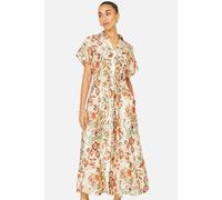 Yumi Viscose Relaxed Boho Print Maxi Shirt Dress In Warm White Warm White