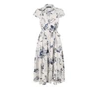 Yumi White Abstract Floral Midi Shirt Dress (UK, Numeric, 10, Regular, Regular, Ivory)