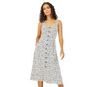Yumi White Animal Print Button Up Sundress (UK, Numeric, 14, Regular, Regular, White)