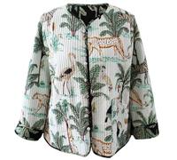 Yumi White Animal Reversible Cotton Quilted Jacket (UK, Numeric, 8, White)