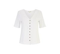White Cotton Button Detail T-Shirt Yumi White 12